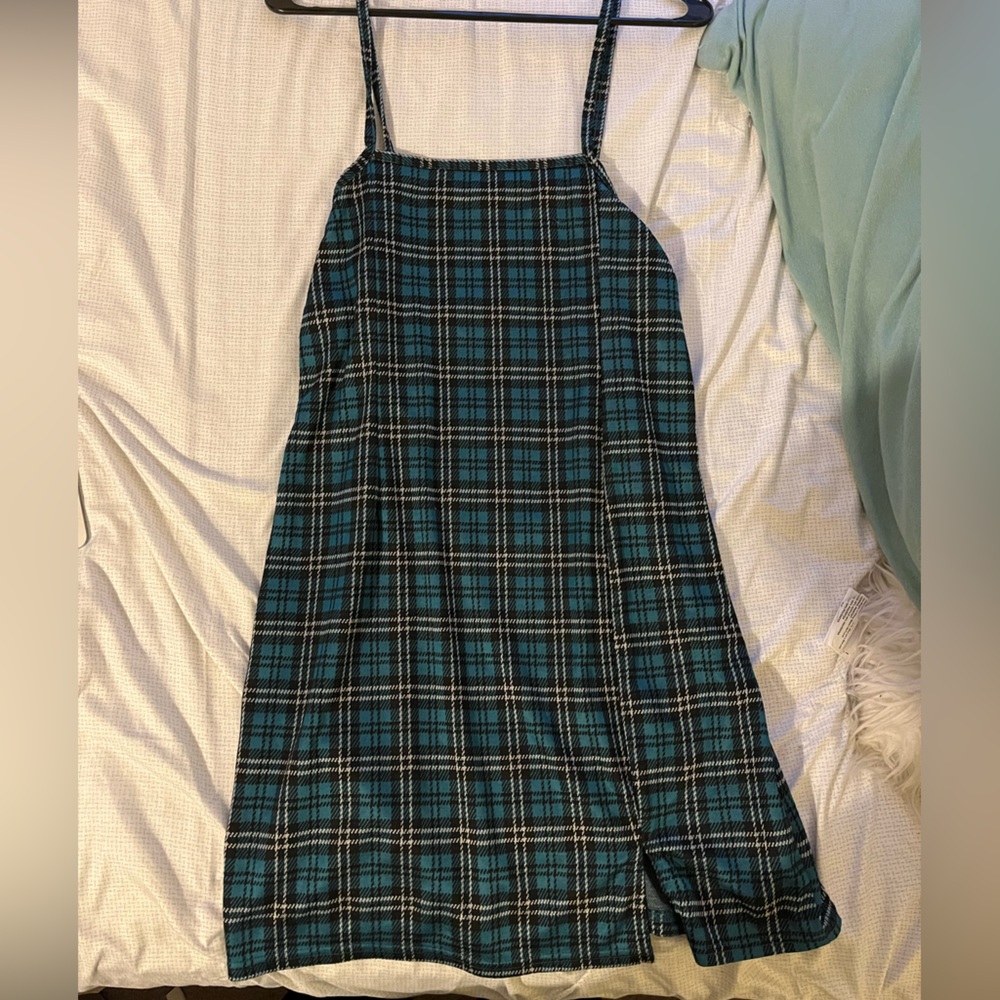 Mini green plaid dress